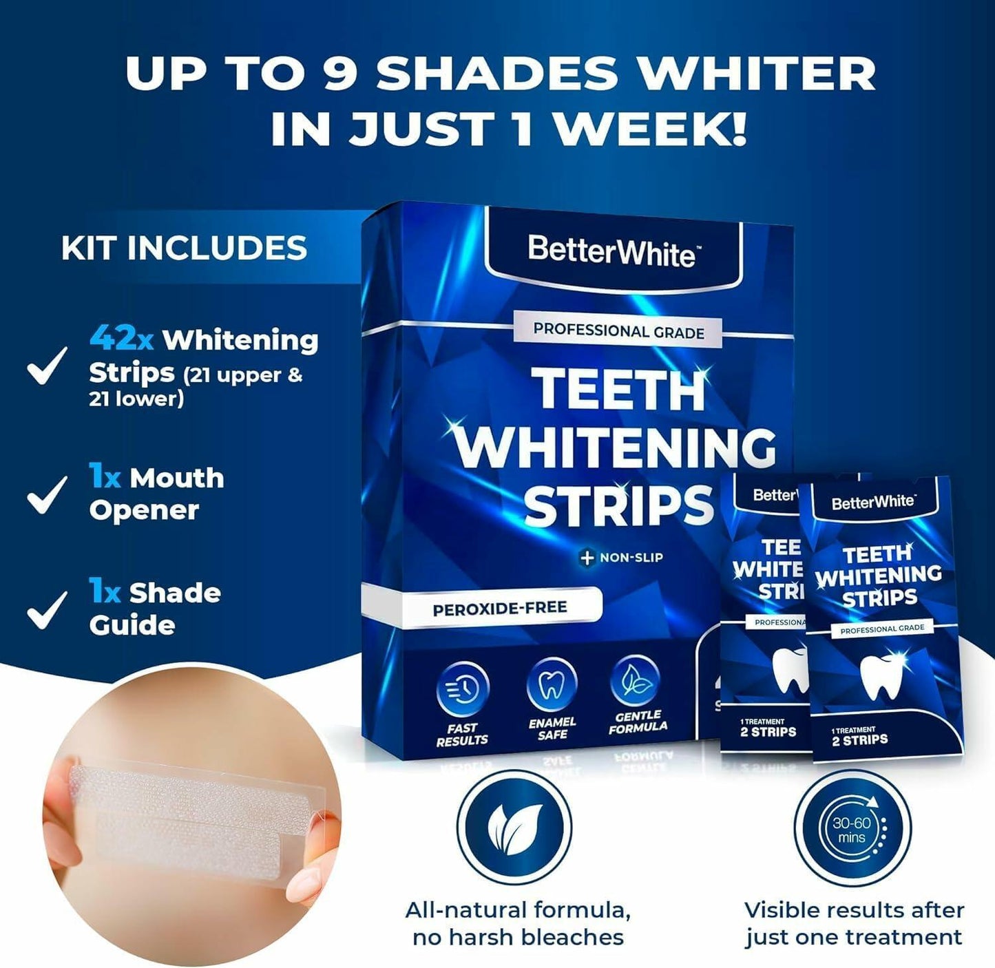 BetterWhite Teeth Whitening Strips — Peroxide-Free, 7-Day Treatment